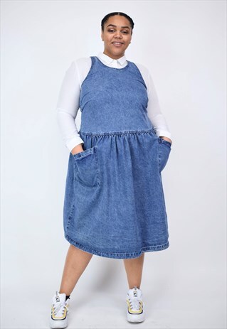 VINTAGE 90'S DENIM DRESS WITH POCKETS