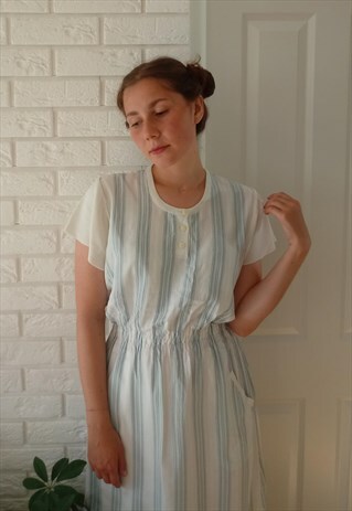 SUMMER HOLIDAY FESTIVAL BLUE WHITE CREAM MIDI DRESS