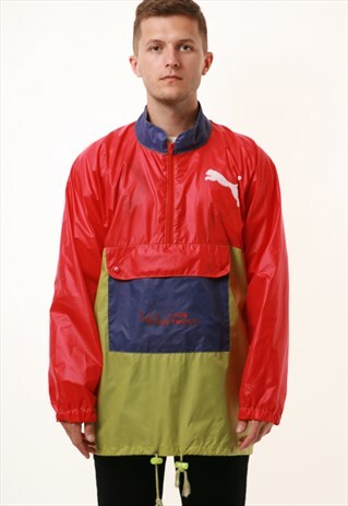 90S VINTAGE OLDSCHOOL PUMA 1/4 ZIP SHELL HOODED ANORAK 13903