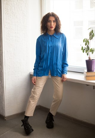 VINTAGE 90'S BRIGHT BLUE SHIMMERING SHIRT