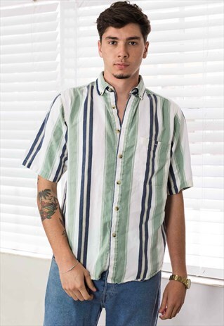 VINTAGE REGATTA STRIPED SHIRT LOGO 90S X 10.6