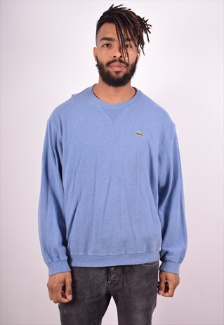LACOSTE MENS VINTAGE SWEATSHIRT JUMPER MEDIUM BLUE 90S