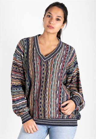 VINTAGE 80S COOGI STYLE KNITTED JUMPER / S0057