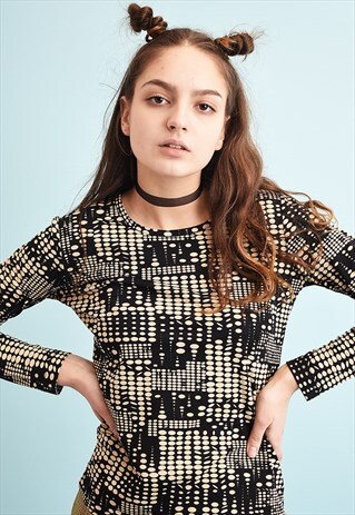 Y2K OPTICAL PRINT PARTY TEEN KITSCH TOP