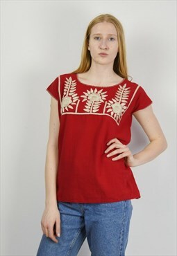 Women's M Folk Handmade Traditional Blouse Shirt Top