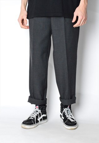 VINTAGE 90S DARK GREY WOOL BLEND PANTS