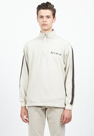 VINTAGE BEIGE NIKE 1/4 PULLOVER SWEATSHIRT