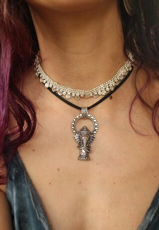 FAUX SUEDE GANESH NECKLACE / CHOKER