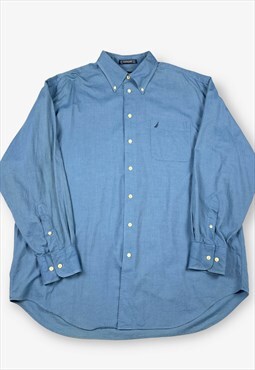 Vintage nautica oxford dress shirt blue xl BV18145