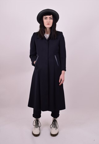 VINTAGE 90'S BLUE TAILORED GRANNY MAC TRENCH COAT MEDIUM