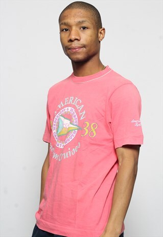 VINTAGE AMERICAN SYSTEM PRINT LOGO T-SHIRT PINK