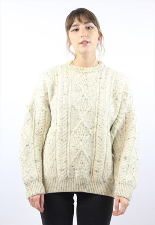 VINTAGE CREAM FLECK ARAN JUMPER