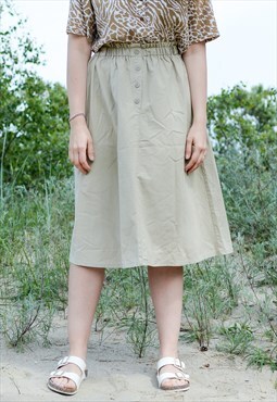 Khaki skirt natural vintage high waist military minimalist