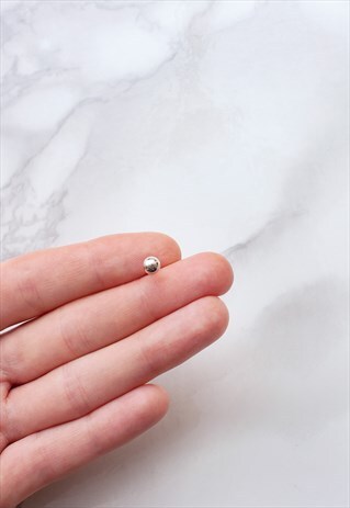 MEN'S STUD EARRING SOLID 925 SILVER BALL SPHERE JEWELRY