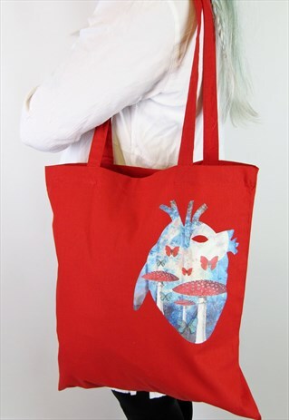 FAIRY HEART RED TOTE BAG