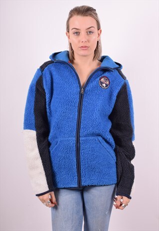 NAPAPIJRI WOMENS VINTAGE FLEECE JACKET MEDIUM BLUE 90'S