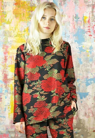 OVERSIZED JUMPER IN ROSE PRINT