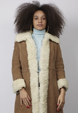 VINTAGE 70'S MOCHA MAXI SHEEPSKIN COAT