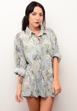 VINTAGE 90'S GRUNGE INDIE PATTERNED OVERSIZED SHIRT