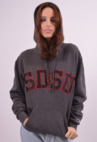 VINTAGE CHAMPION SDSU HOODIE JUMPER GREY