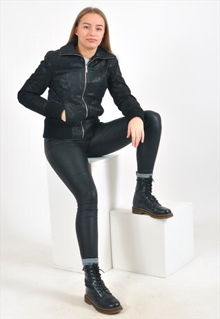 VINTAGE SUEDE LEATHER JACKET IN BLACK