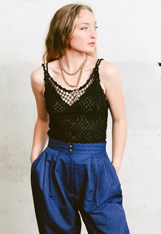 VINTAGE 90S BEADED PARTY FISHNET TOP