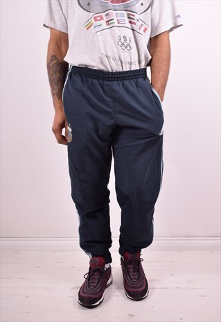 ADIDAS MENS VINTAGE TRACKSUIT TROUSERS W32 L30 BLUE 90S