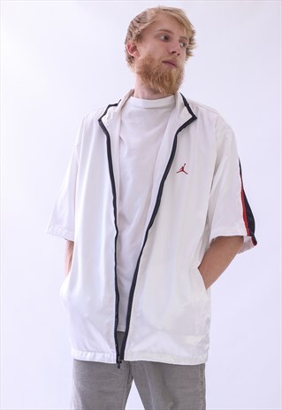 VINTAGE MENS JORDAN SHORT SLEEVE FULL ZIP JACKET LOGO