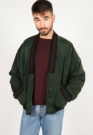 VINTAGE 80S WINTER BOMBER SUEDE JACKET / R0082