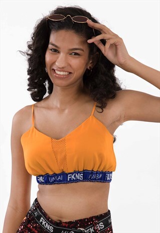 FKNS YELLOW CROP TOP WITH NOODLE STRAP