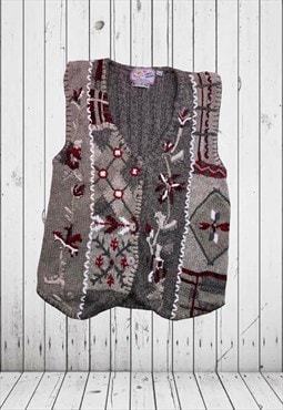 vintage grey knitted cardigan vest top 
