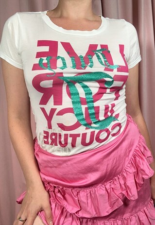 VINTAGE Y2K JUICY COUTURE WHITE T-SHIRT TOP