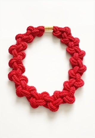 HANDMADE BY TINNI THE LILY STATEMENT KNOTTED NECKLACE RED