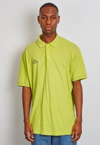 VINTAGE 90'S KAPPA LOGO NEON GREEN POLO T-SHIRT