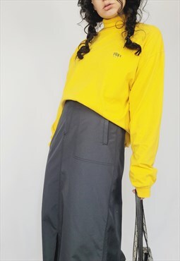 Vintage 90s yellow turtleneck minimalist menswear jumper top