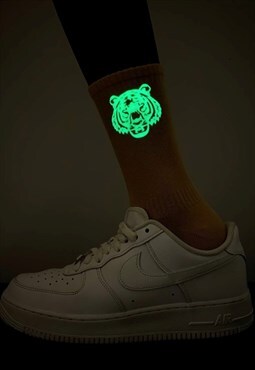 Neon Cotton Socks With Lion Design