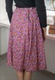 VINTAGE 70'S MULTICOLOUR FLORAL PRINT A LINE MIDI SKIRT