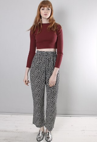 VINTAGE 90S FLORAL PATTERNED HIGH WAISTED TROUSERS