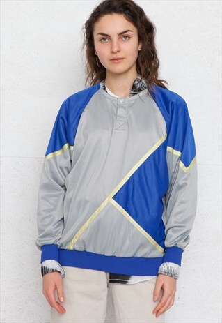 VINTAGE GREY BLUE PULLOVER SWEATSHIRT