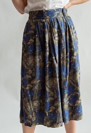 VINTAGE 70S FLORAL MIDI PLEATED SKIRT