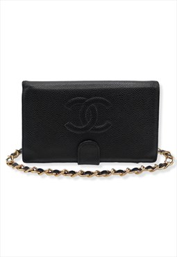 Vintage Chanel Wallet Reworked, Grained Leather CC logo