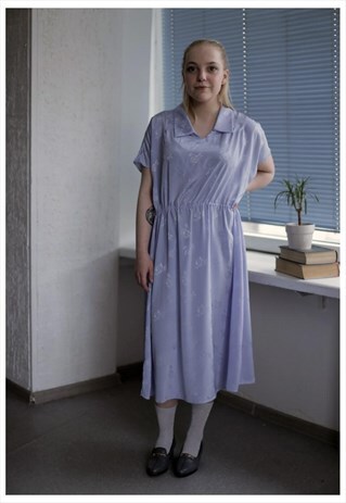 VINTAGE 70'S MIDI LIGHT BLUE FLOWER PRINT SLEEVELESS DRESS