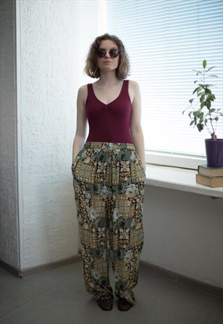 VINTAGE 80'S MULTICOLOUR PATTERNED TROUSERS