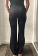 VELOUR FLARED TROUSERS IN BLACK