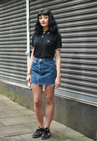 VINTAGE LEVI'S 501 REWORKED CUT OFF BLUE DENIM SKIRT LEVI