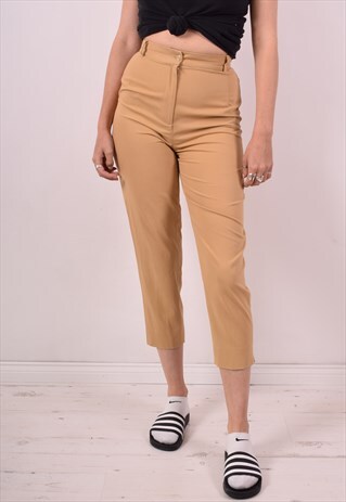 BYBLOS WOMENS VINTAGE TROUSERS W26 L25 BEIGE 90S