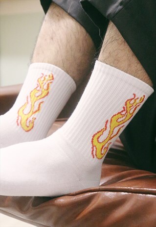 FIRE FLAME SOCKS - WHITE
