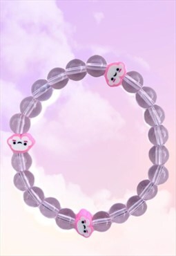 Pink Clouds - Clear Pink Chalcedony Beaded Gemstone Bracelet
