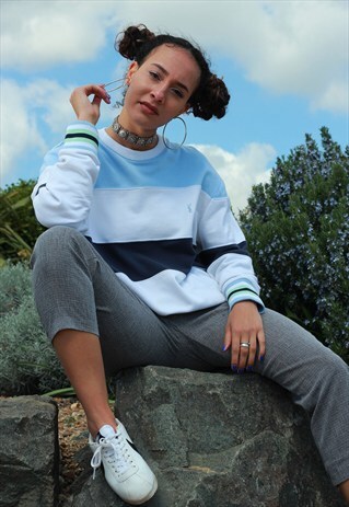 BABY BLUE, NAVY AND WHITE YVES SAINT LAURENT SWEATSHIRT