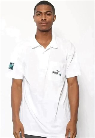 VINTAGE PUMA LOGO POLO SHIRT WHITE